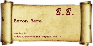 Beron Bere névjegykártya
